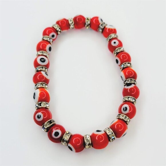 Red Evil Eye Elastic Stretch Bracelet - Picture 5 of 7